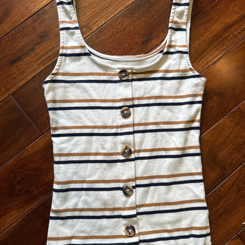 Aeropostale Seriously Soft Button-Front Striped Tank Top - Size S